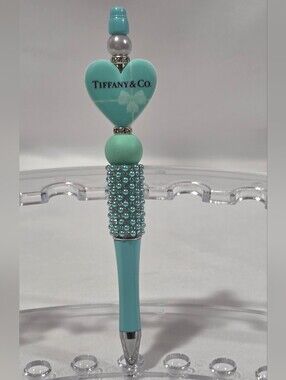 Fashion Tiffany & Co. Turquoise Rhinestone Pearl Beaded Heart Ballpoint Pen